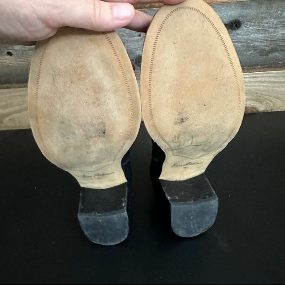 Sam Edelman Justin Black Leather Block Heeled Ankle Pull On Booties Boots 9.5 - Picture 9 of 11